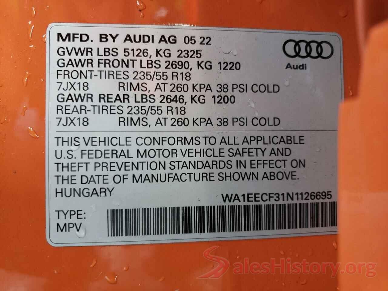 WA1EECF31N1126695 2022 AUDI Q3