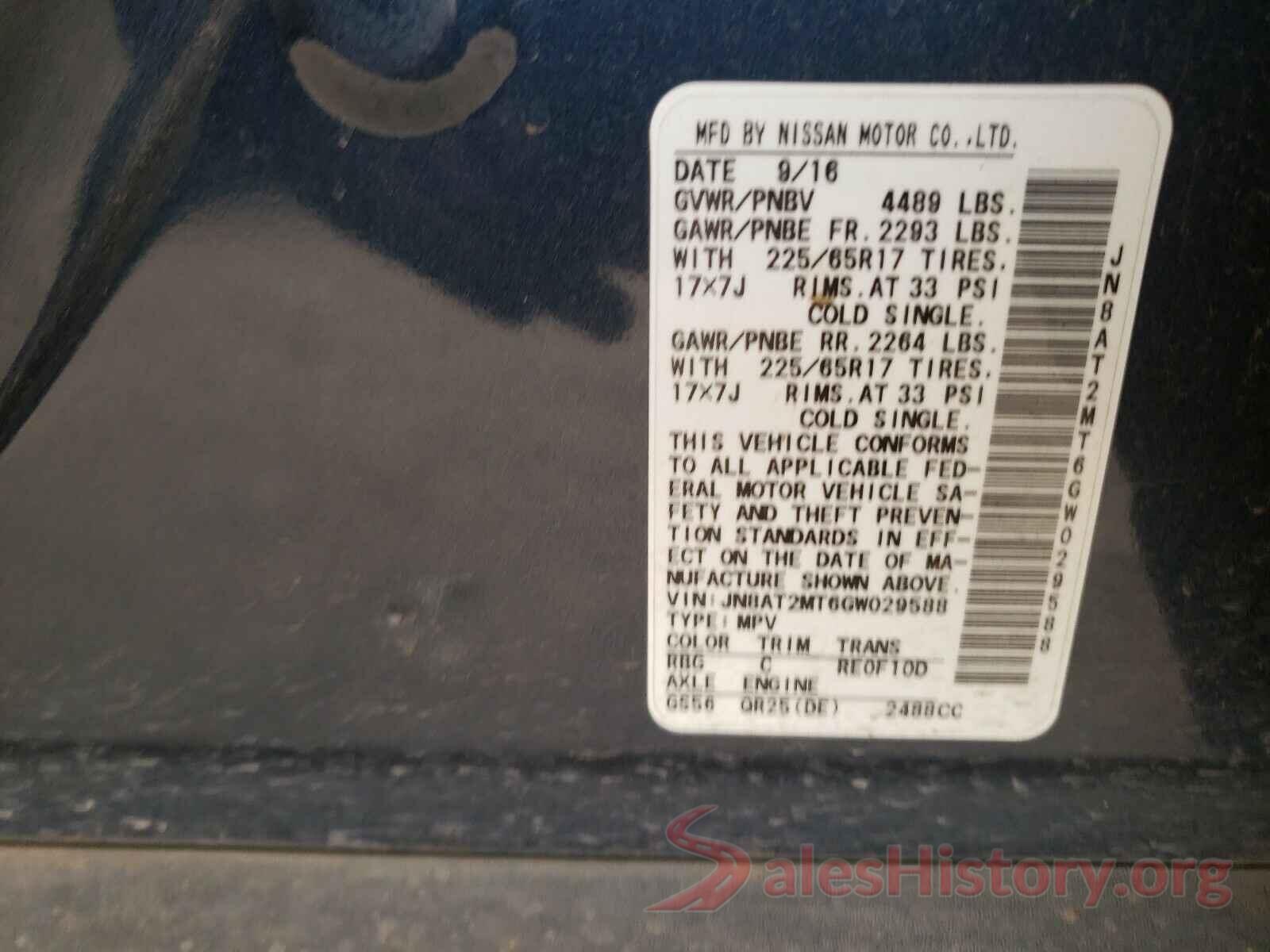 JN8AT2MT6GW029588 2016 NISSAN ROGUE