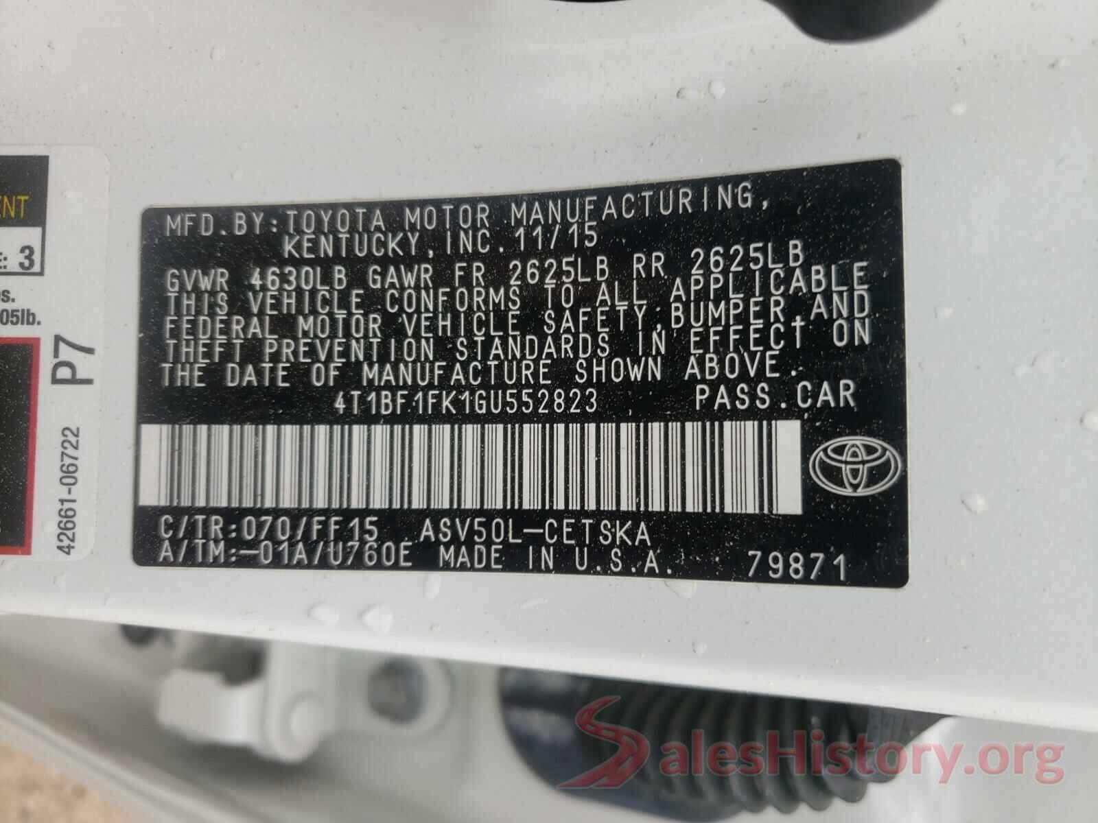 4T1BF1FK1GU552823 2016 TOYOTA CAMRY