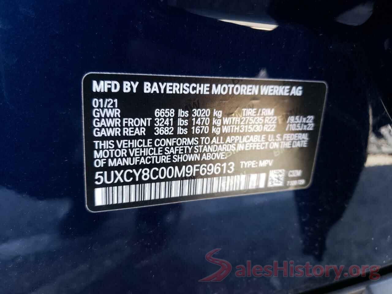 5UXCY8C00M9F69613 2021 BMW X6