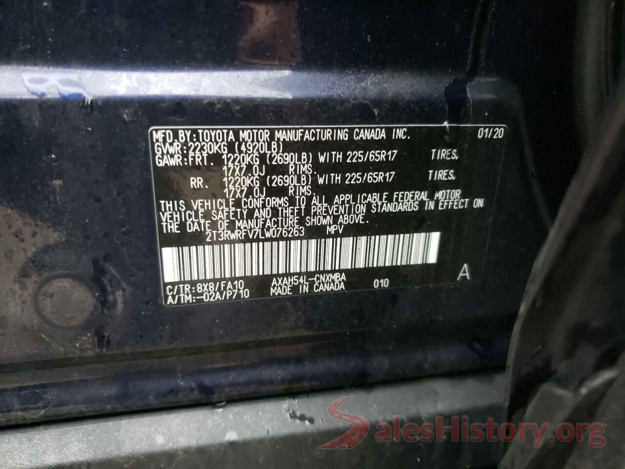 2T3RWRFV7LW076263 2020 TOYOTA RAV4