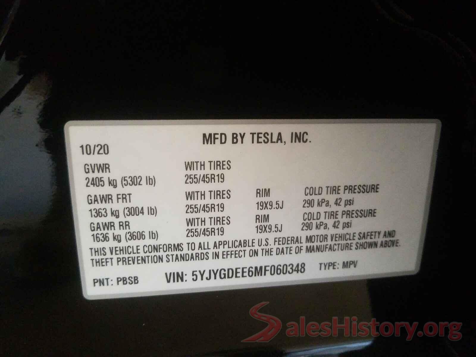 5YJYGDEE6MF060348 2021 TESLA MODEL Y