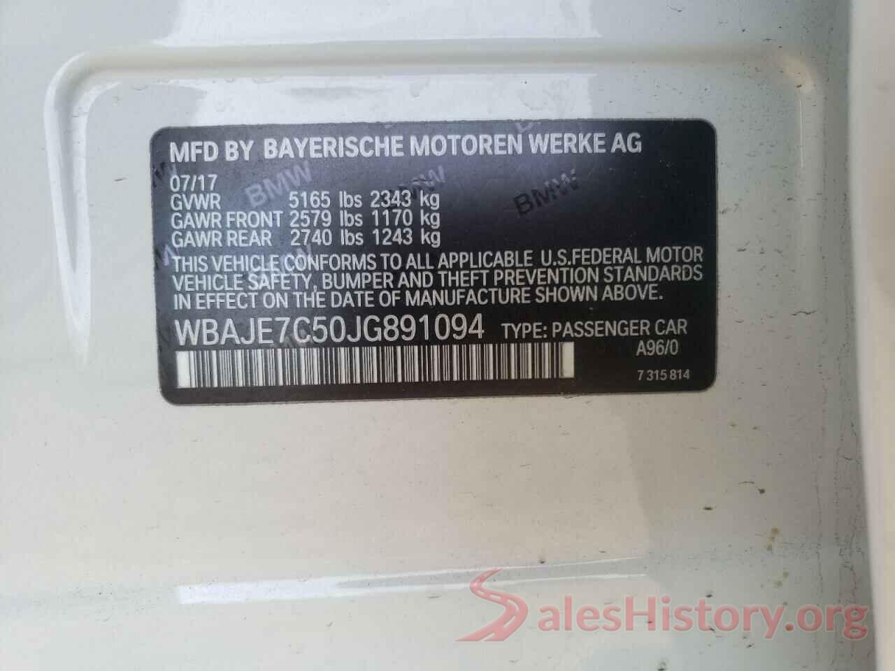 WBAJE7C50JG891094 2018 BMW 5 SERIES