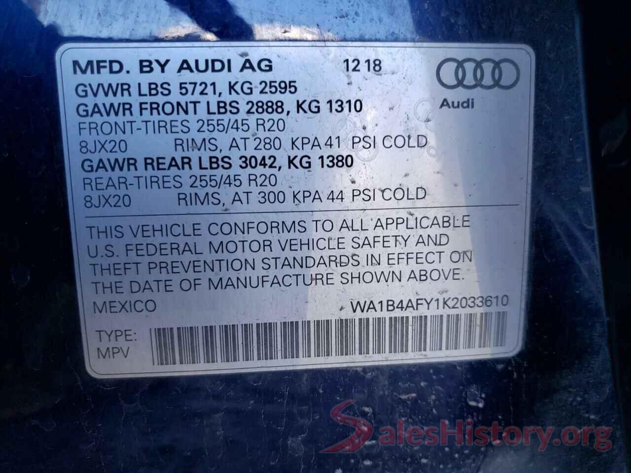 WA1B4AFY1K2033610 2019 AUDI SQ5