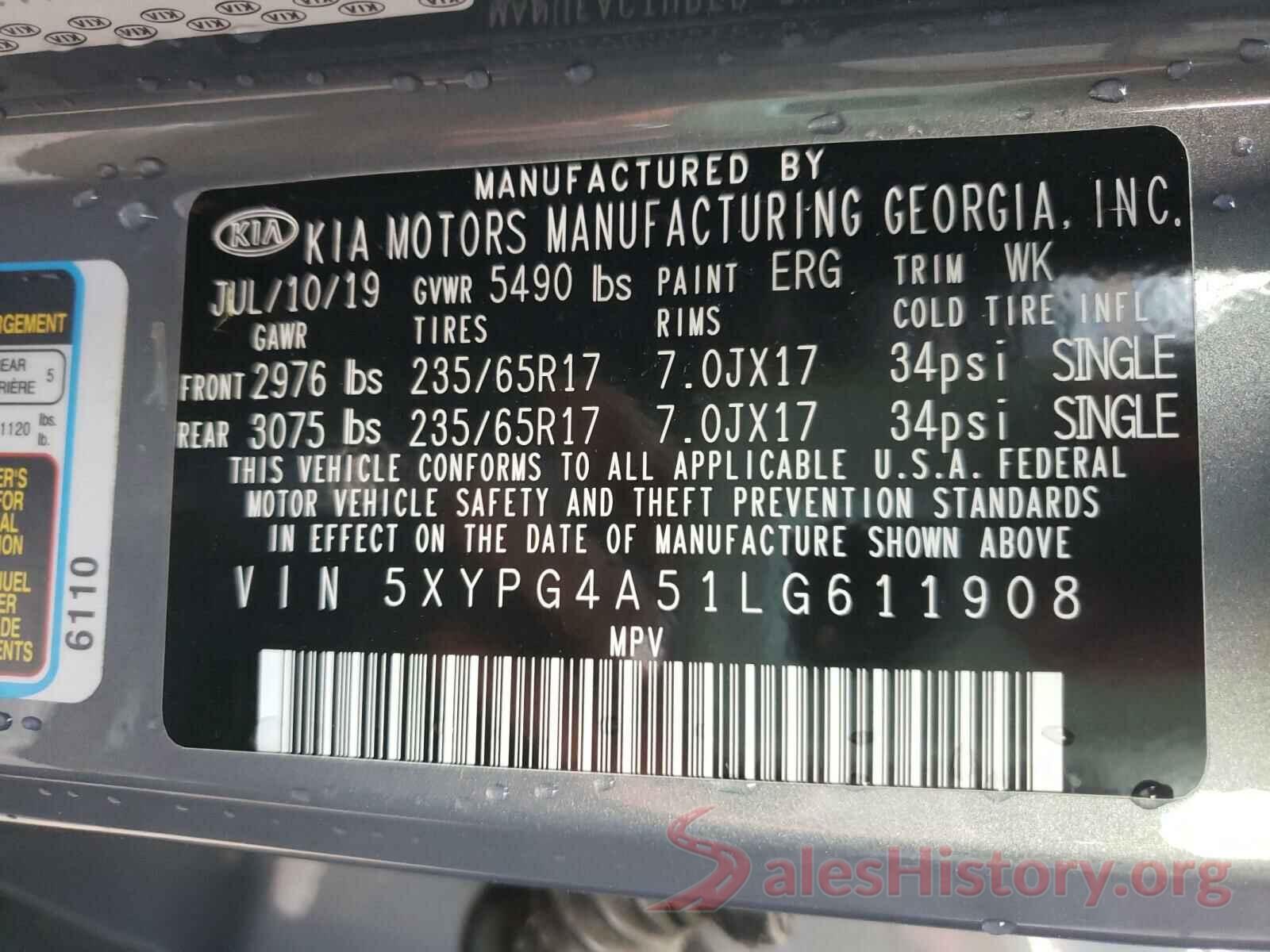 5XYPG4A51LG611908 2020 KIA SORENTO