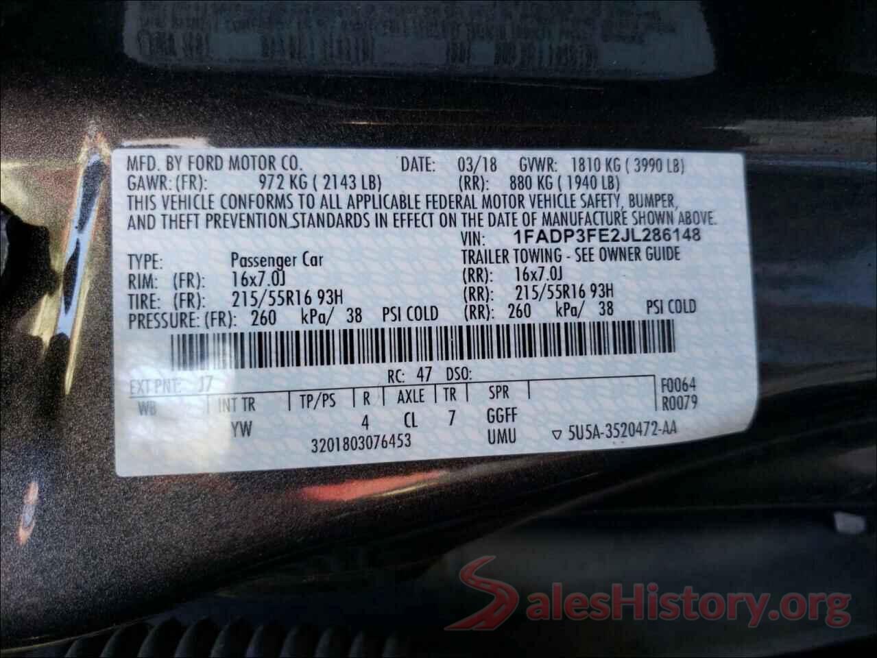 1FADP3FE2JL286148 2018 FORD FOCUS