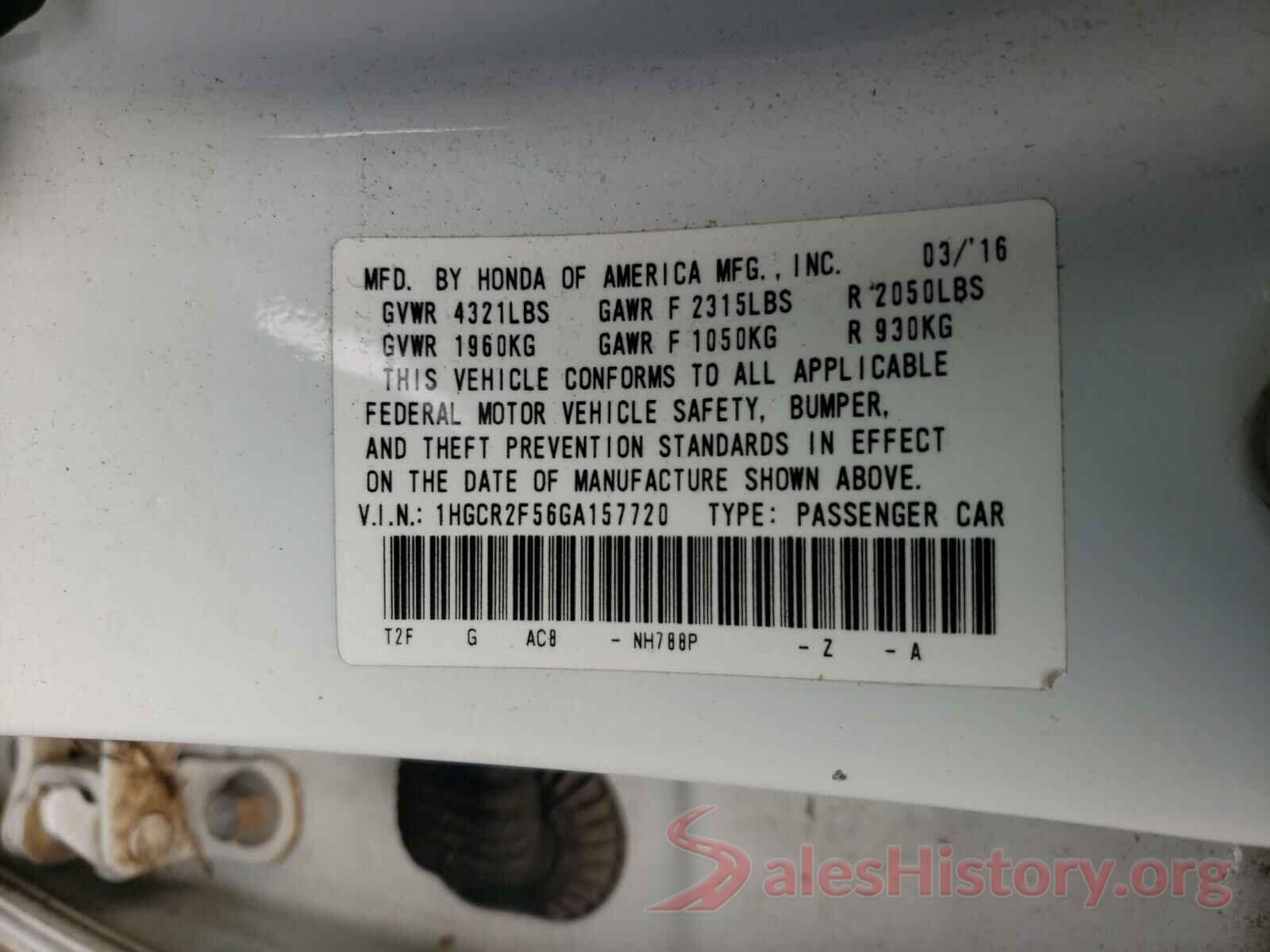 1HGCR2F56GA157720 2016 HONDA ACCORD