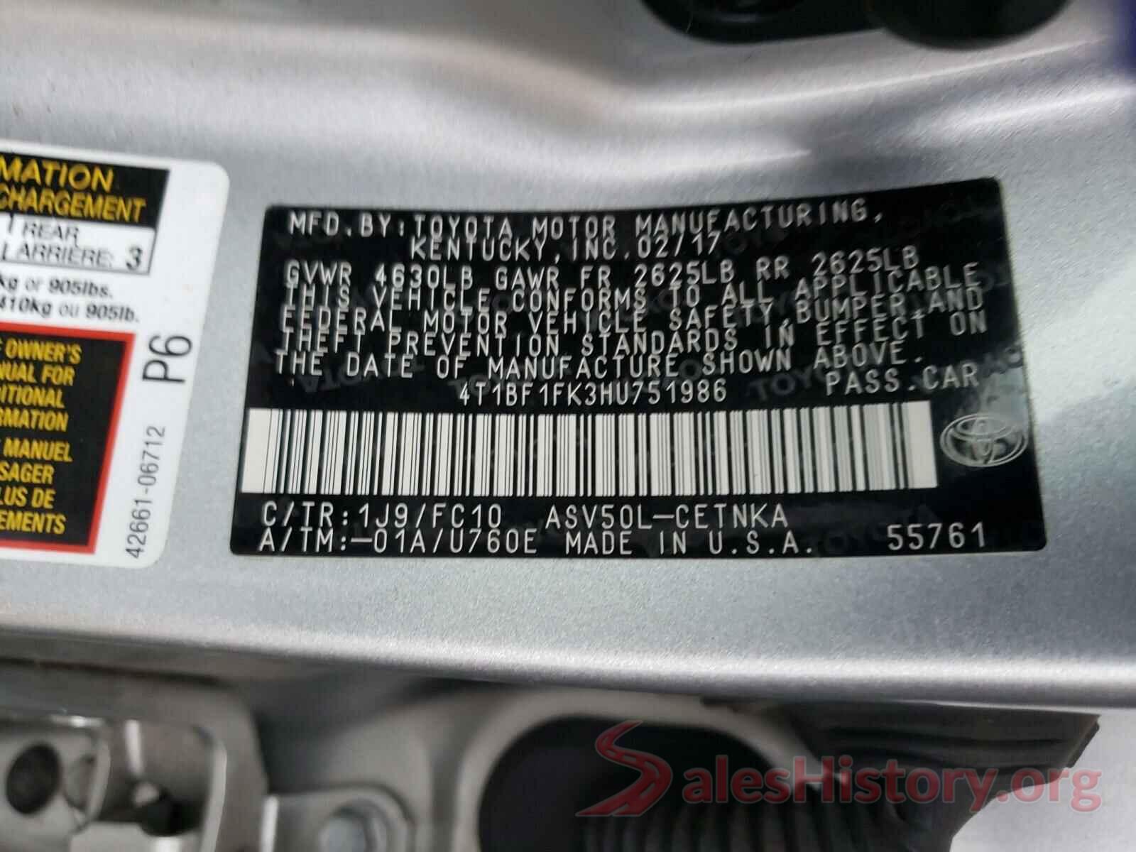 4T1BF1FK3HU751986 2017 TOYOTA CAMRY