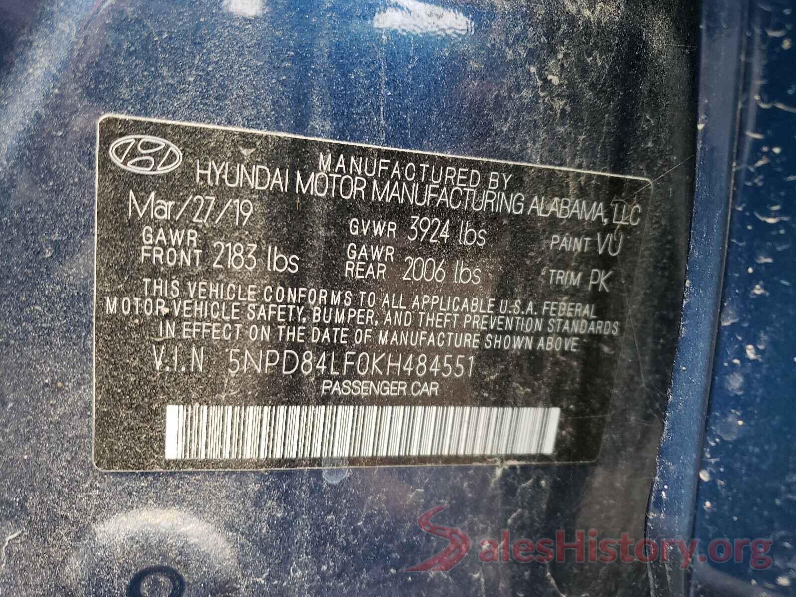 5NPD84LF0KH484551 2019 HYUNDAI ELANTRA