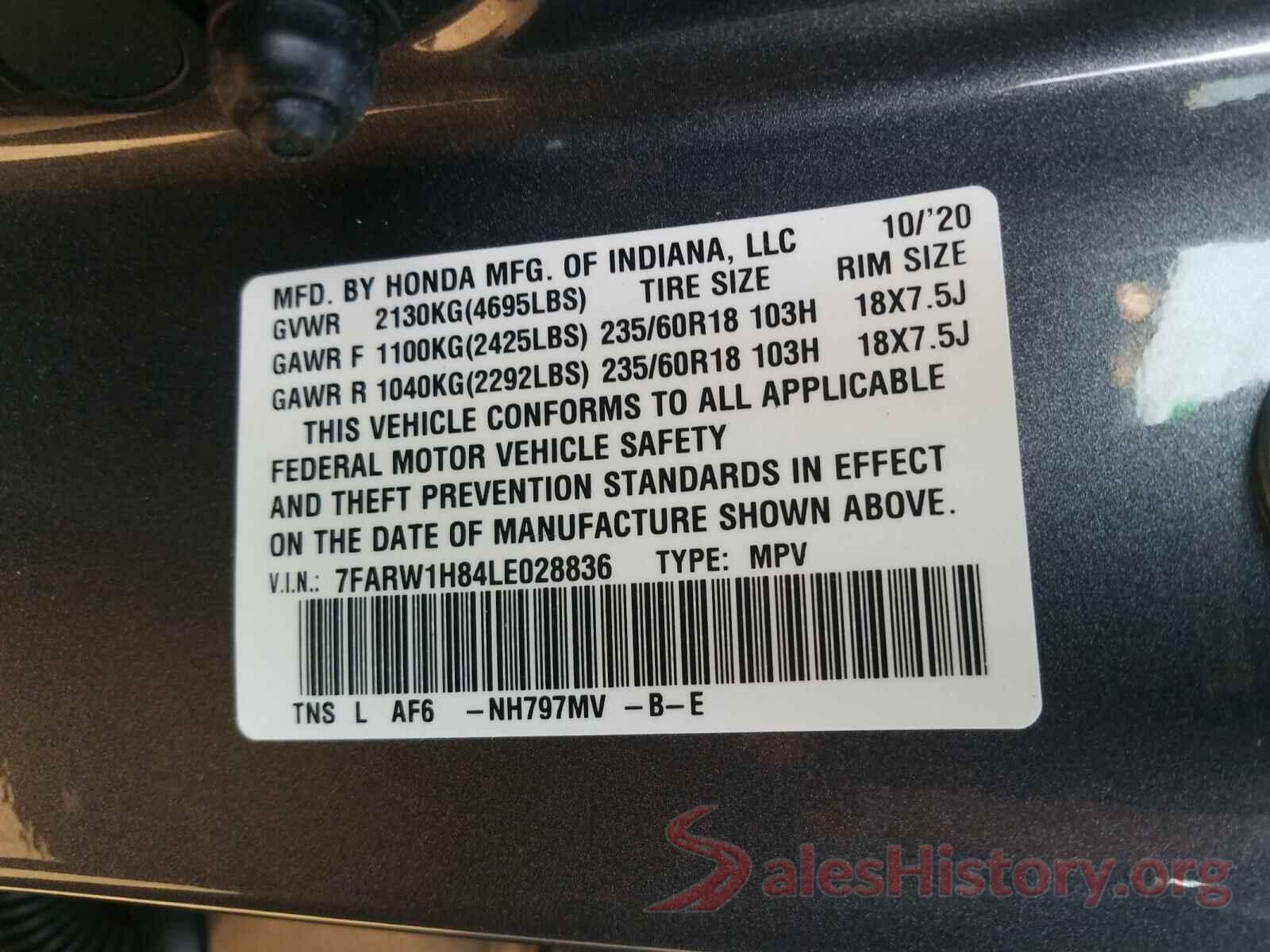 7FARW1H84LE028836 2020 HONDA CRV