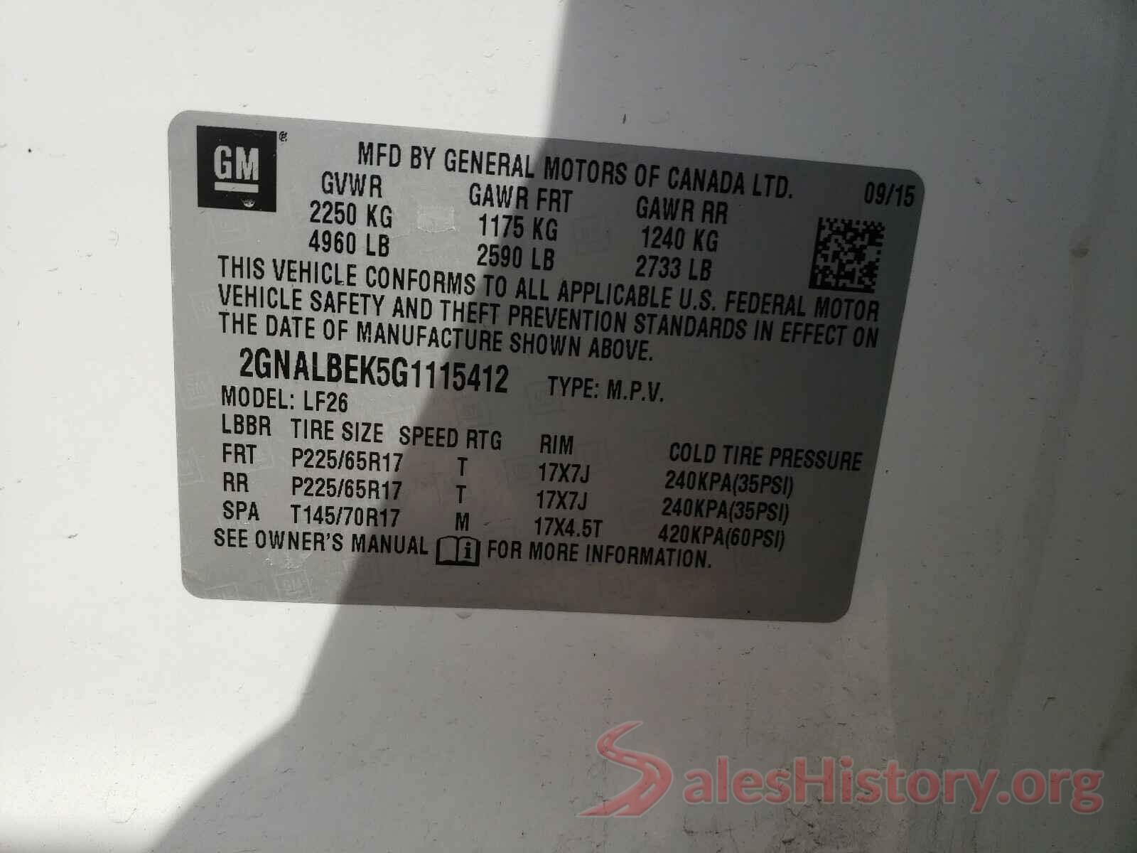 2GNALBEK5G1115412 2016 CHEVROLET EQUINOX