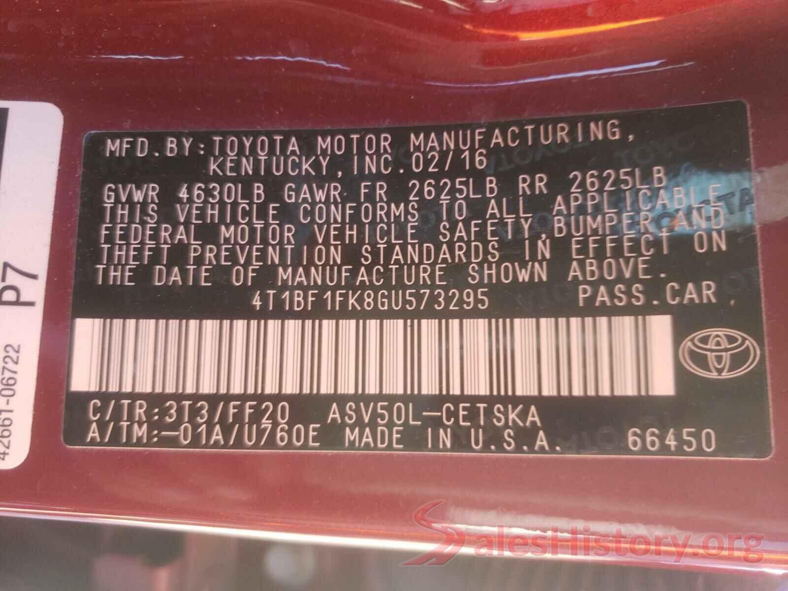 4T1BF1FK8GU573295 2016 TOYOTA CAMRY