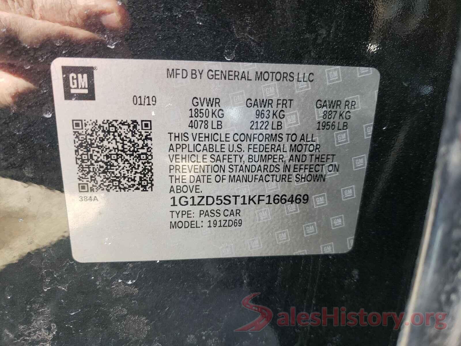 1G1ZD5ST1KF166469 2019 CHEVROLET MALIBU