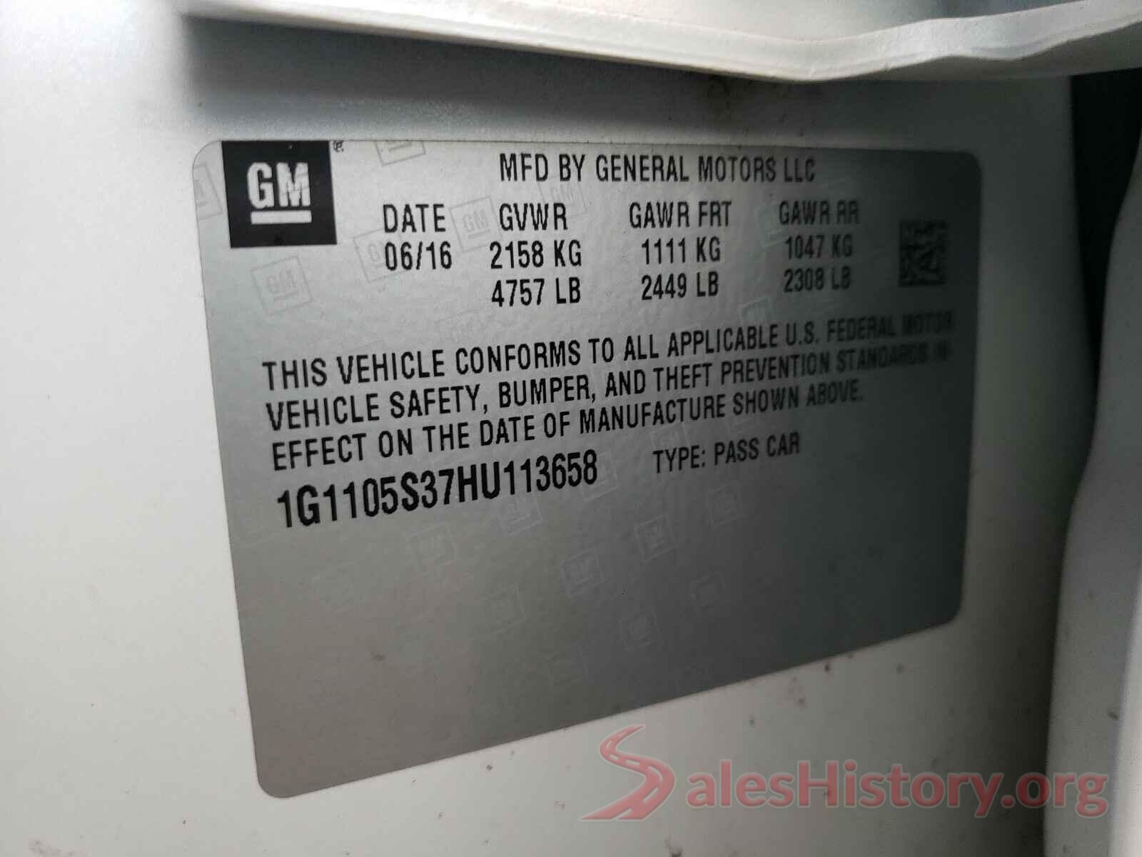 1G1105S37HU113658 2017 CHEVROLET IMPALA