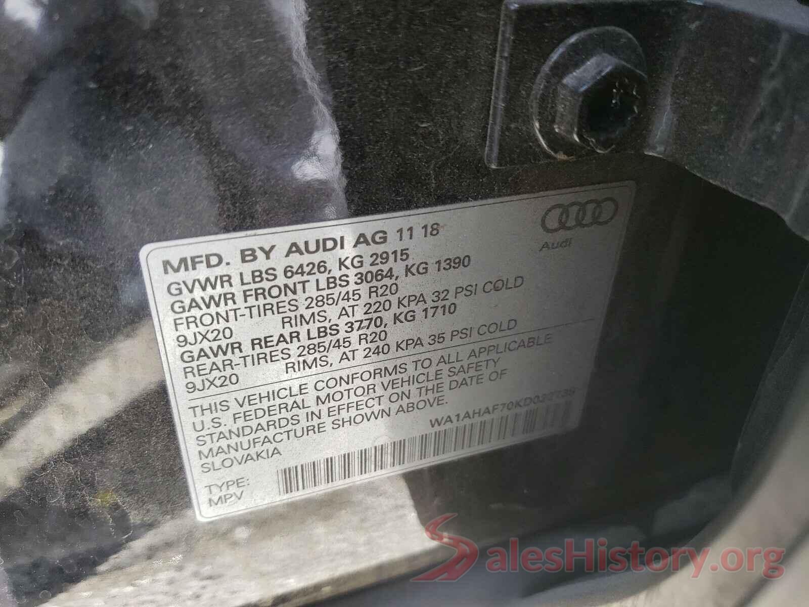 WA1AHAF70KD022738 2019 AUDI Q7