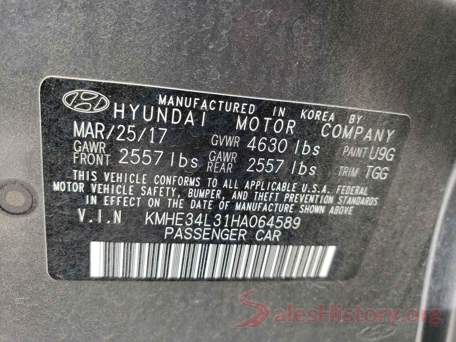 KMHE34L31HA064589 2017 HYUNDAI SONATA