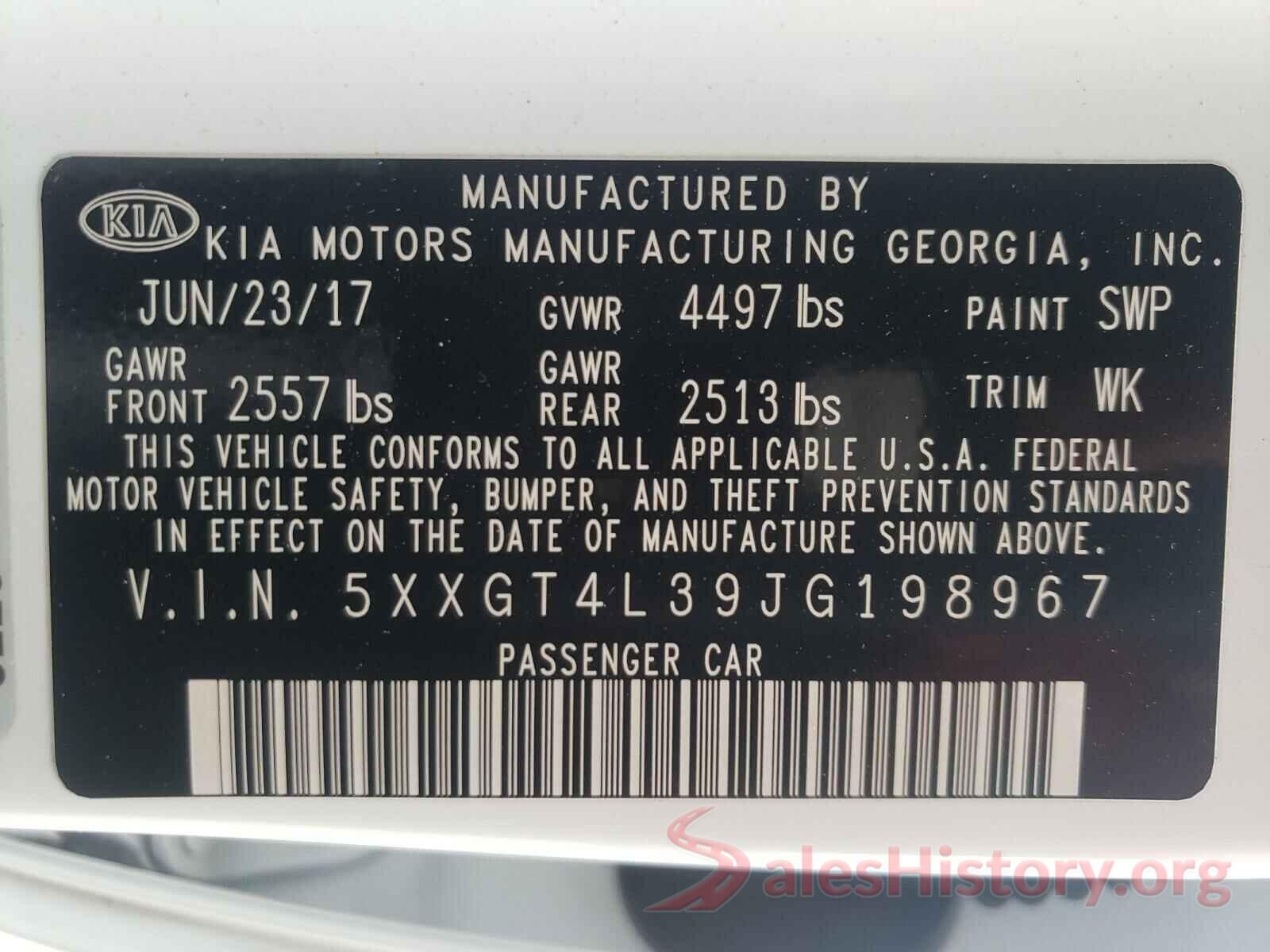 5XXGT4L39JG198967 2018 KIA OPTIMA