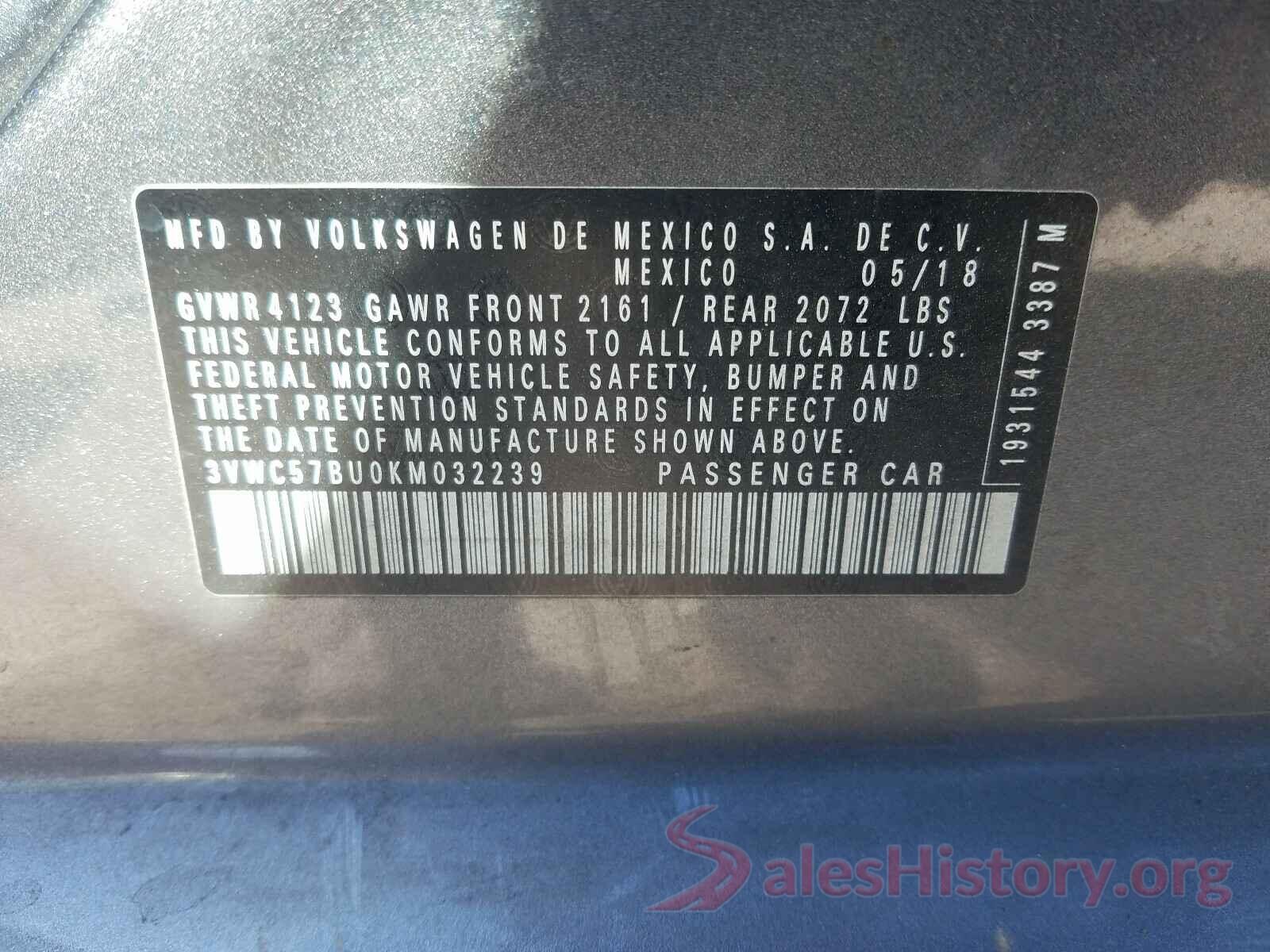 3VWC57BU0KM032239 2019 VOLKSWAGEN JETTA