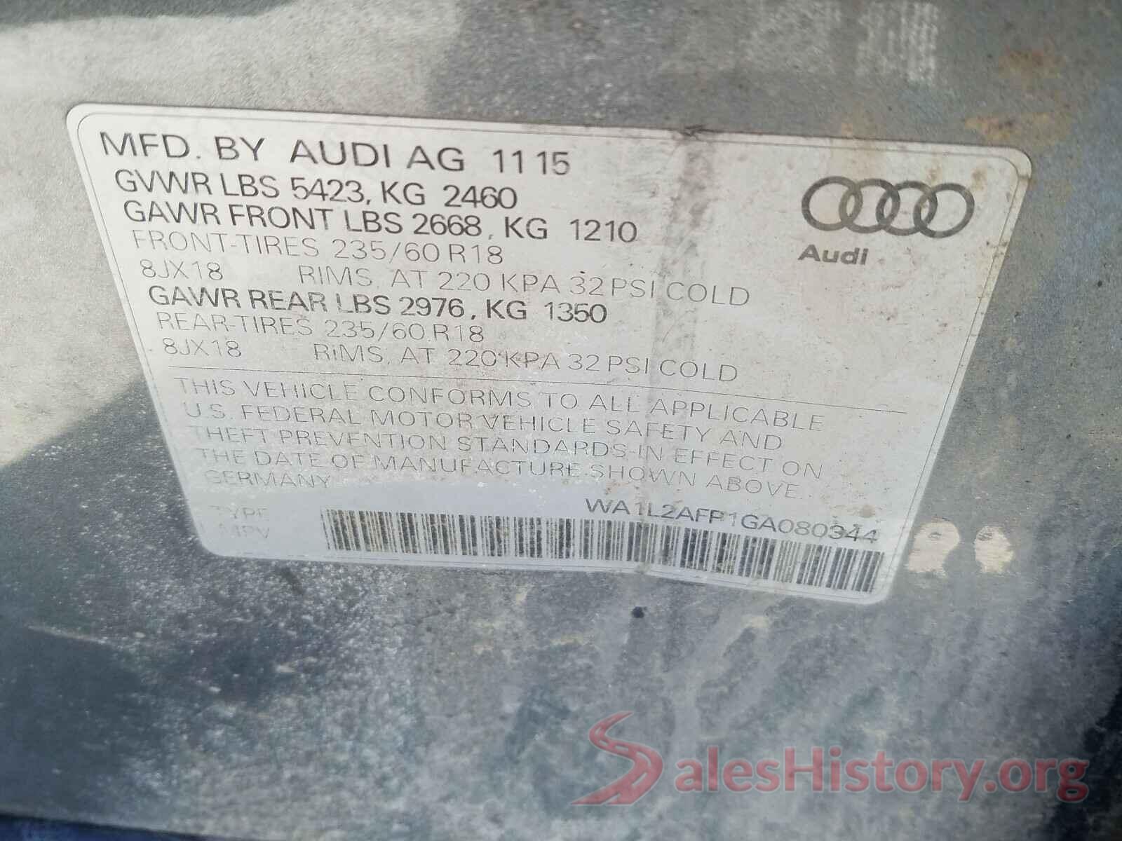 WA1L2AFP1GA080344 2016 AUDI Q5