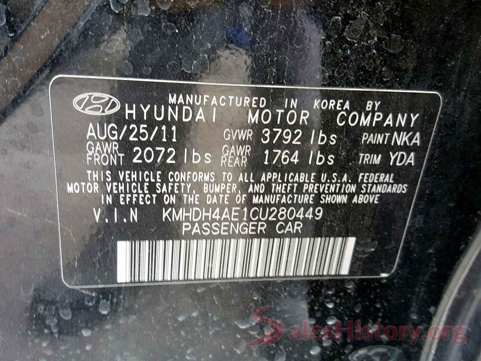 KMHDH4AE1CU280449 2012 HYUNDAI ELANTRA