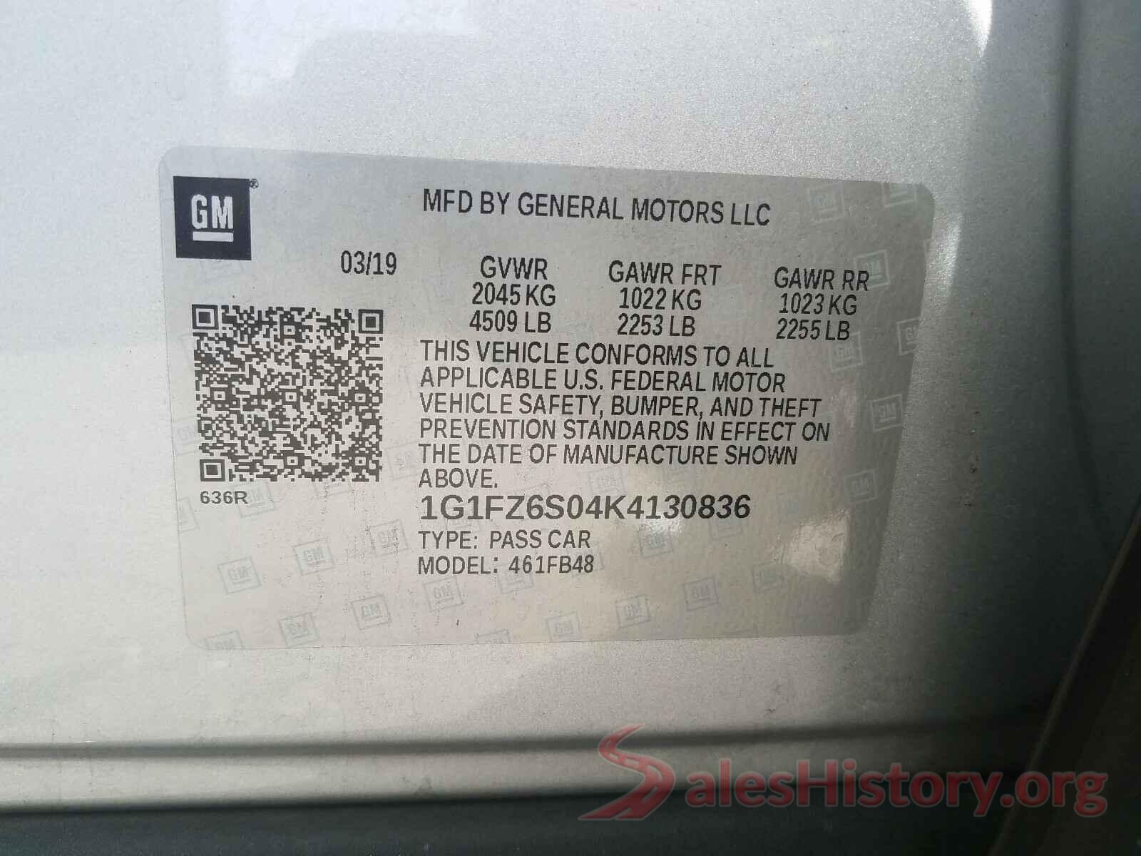 1G1FZ6S04K4130836 2019 CHEVROLET BOLT