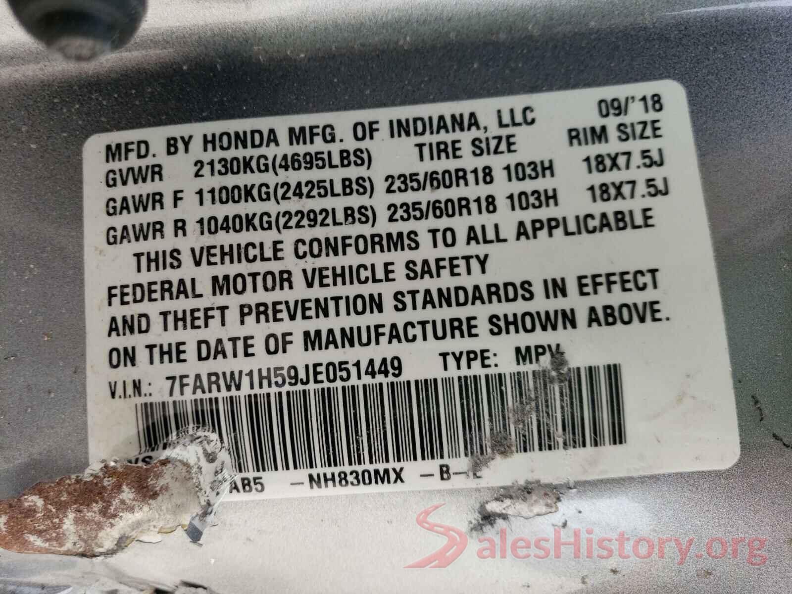 7FARW1H59JE051449 2018 HONDA CRV