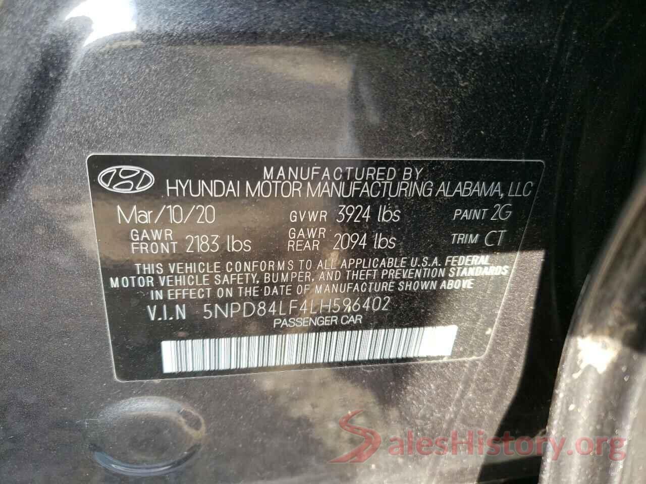 5NPD84LF4LH596402 2020 HYUNDAI ELANTRA