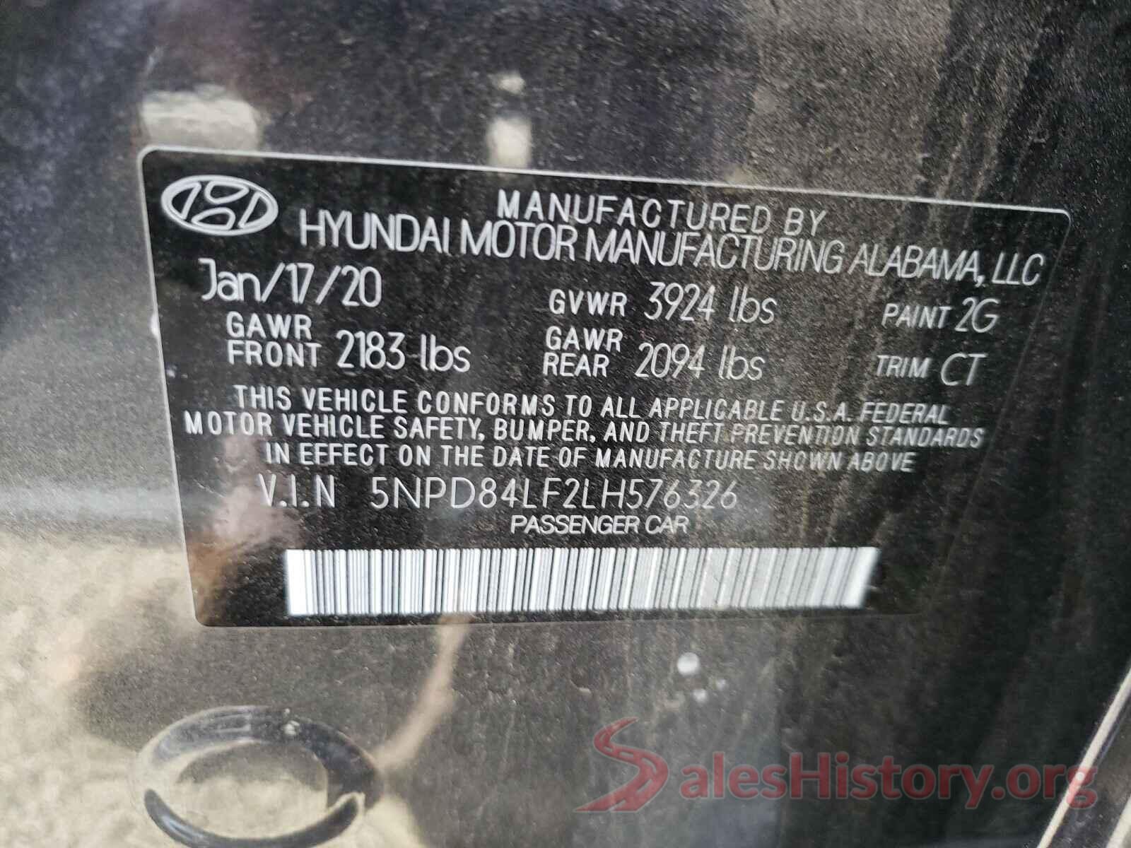 5NPD84LF2LH576326 2020 HYUNDAI ELANTRA