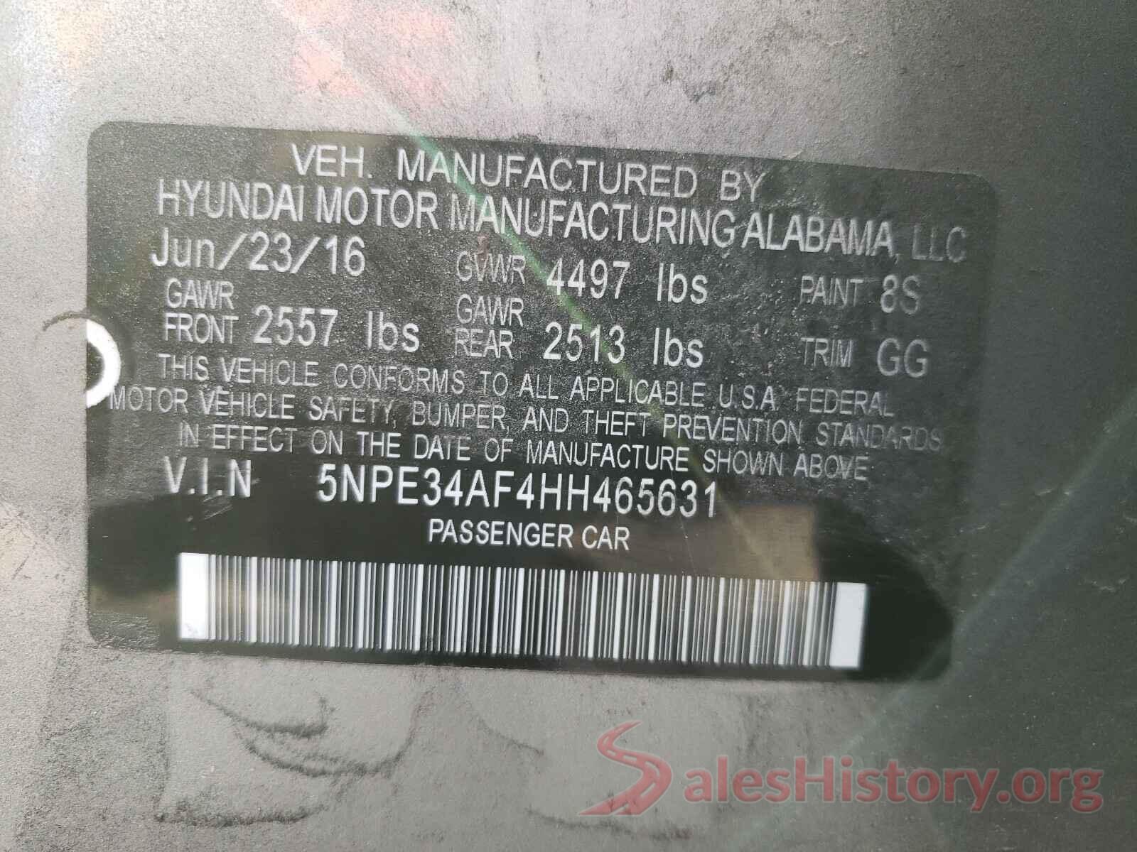 5NPE34AF4HH465631 2017 HYUNDAI SONATA