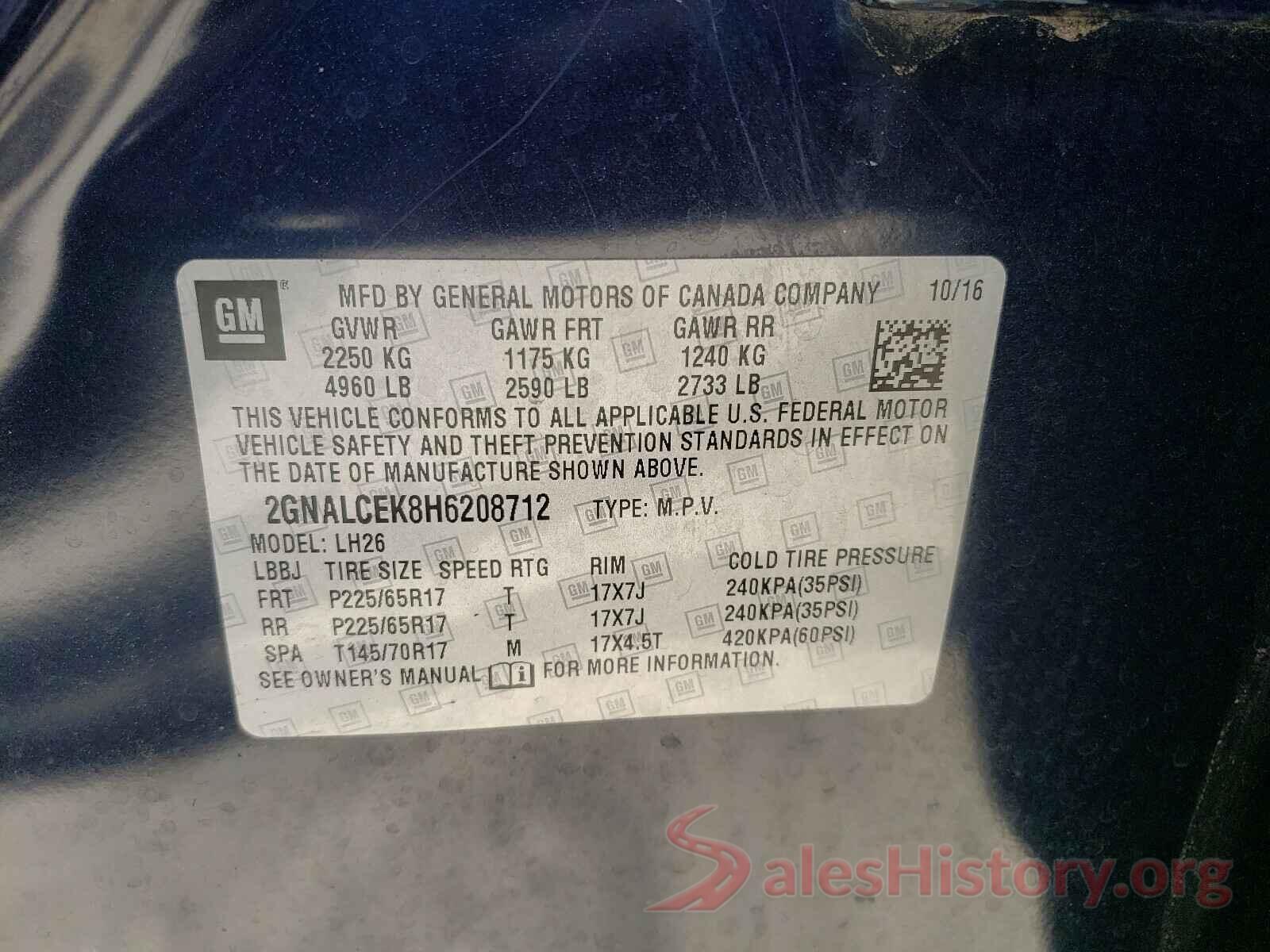 2GNALCEK8H6208712 2017 CHEVROLET EQUINOX