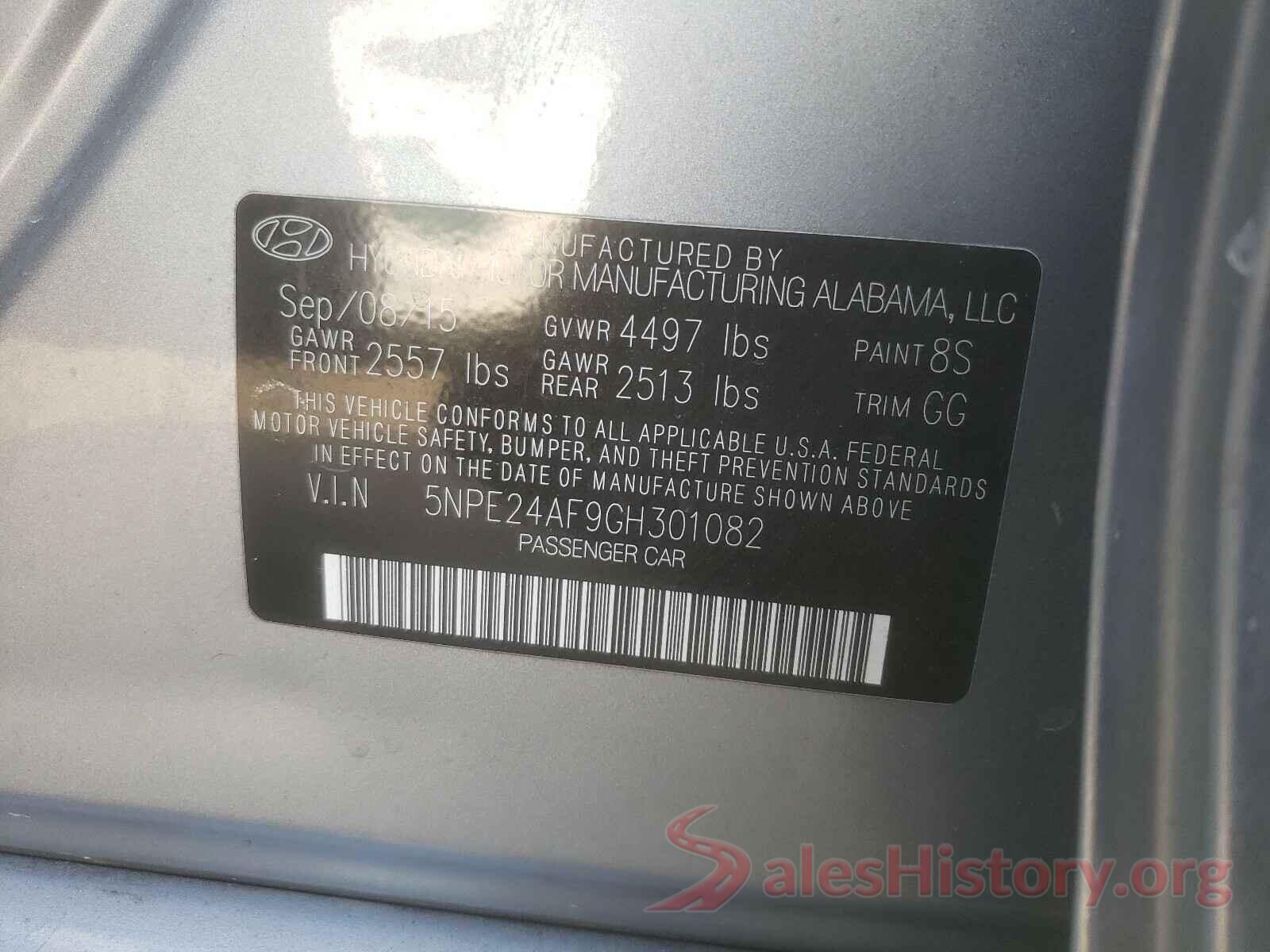 5NPE24AF9GH301082 2016 HYUNDAI SONATA