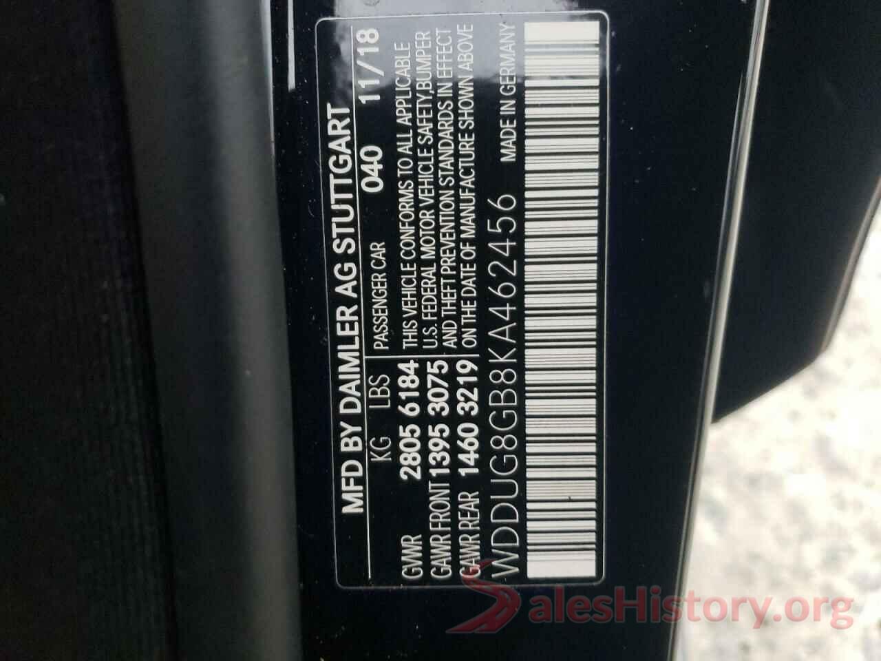 WDDUG8GB8KA462456 2019 MERCEDES-BENZ S-CLASS