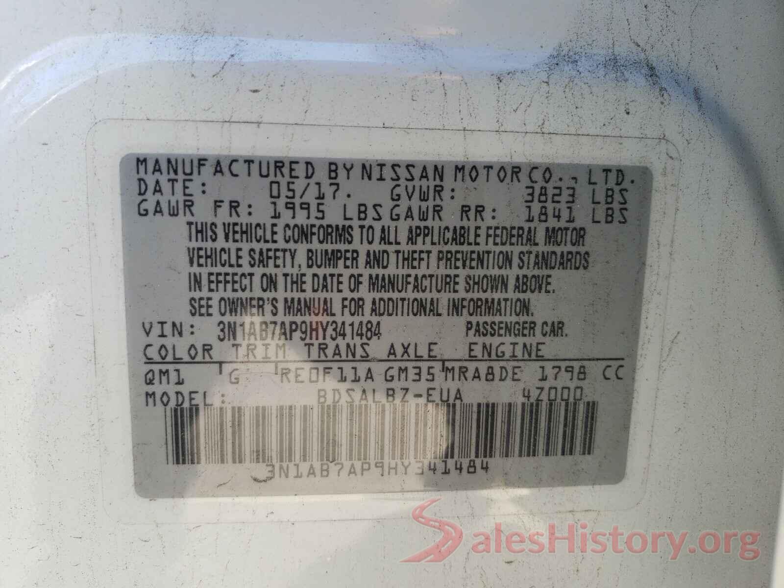 3N1AB7AP9HY341484 2017 NISSAN SENTRA