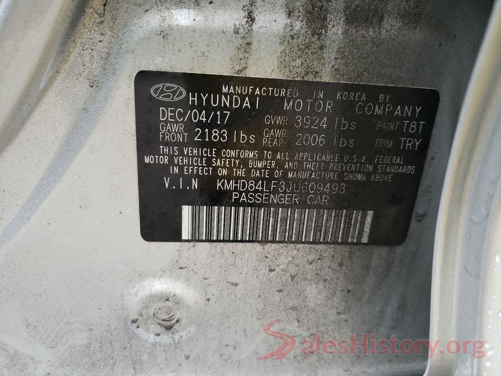 KMHD84LF3JU609493 2018 HYUNDAI ELANTRA