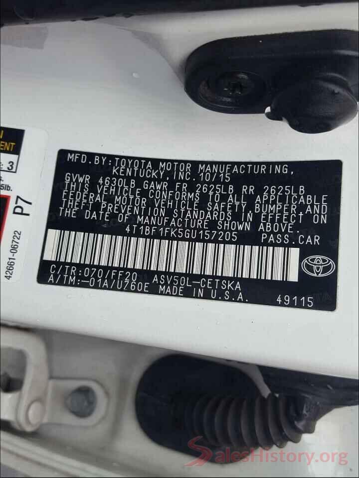 4T1BF1FK5GU157205 2016 TOYOTA CAMRY