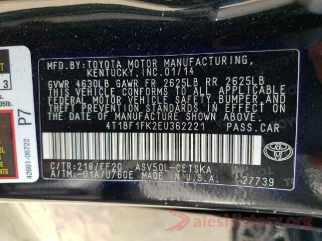 4T1BF1FK2EU362221 2014 TOYOTA CAMRY