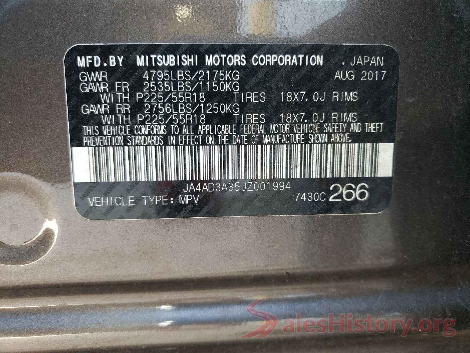 JA4AD3A35JZ001994 2018 MITSUBISHI OUTLANDER