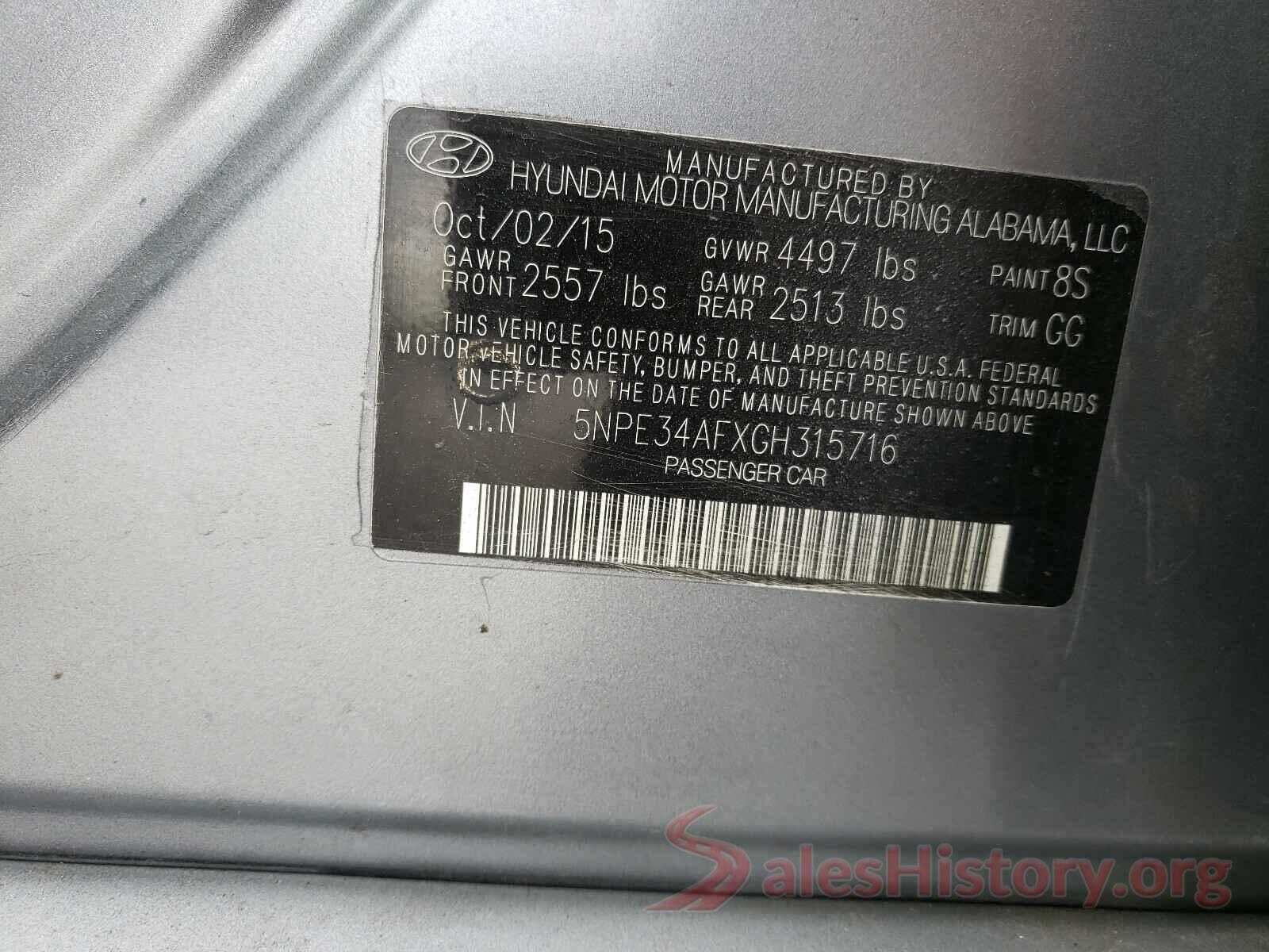 5NPE34AFXGH315716 2016 HYUNDAI SONATA