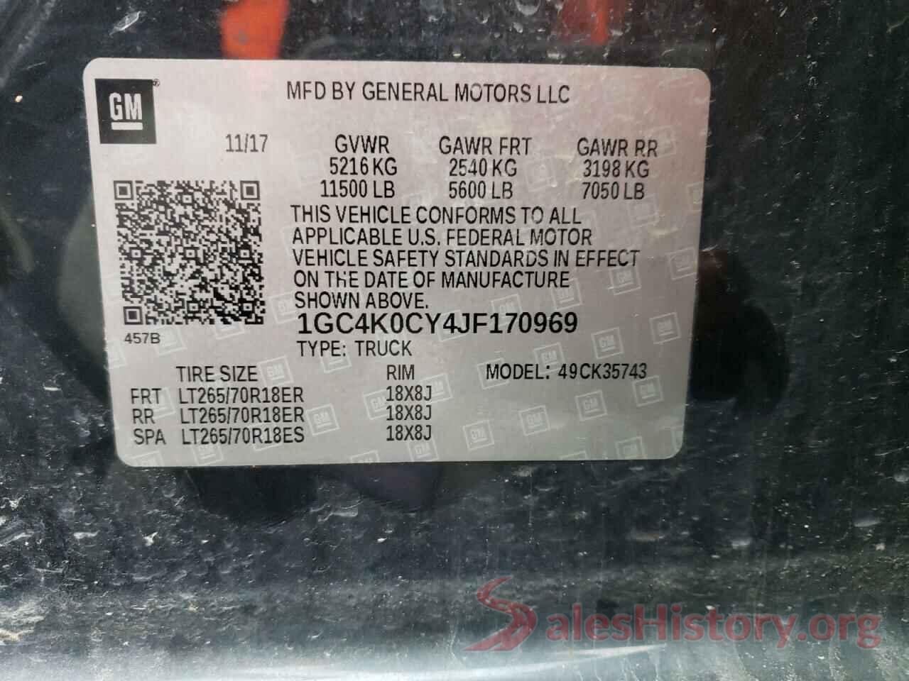 1GC4K0CY4JF170969 2018 CHEVROLET SILVERADO