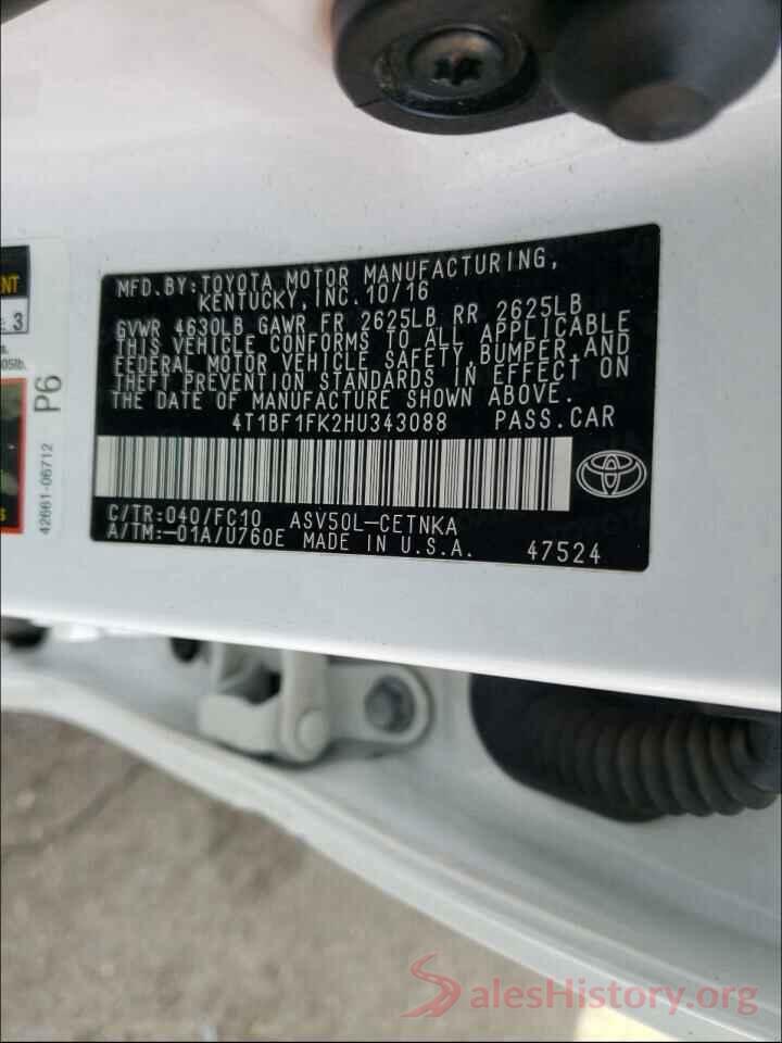 4T1BF1FK2HU343088 2017 TOYOTA CAMRY