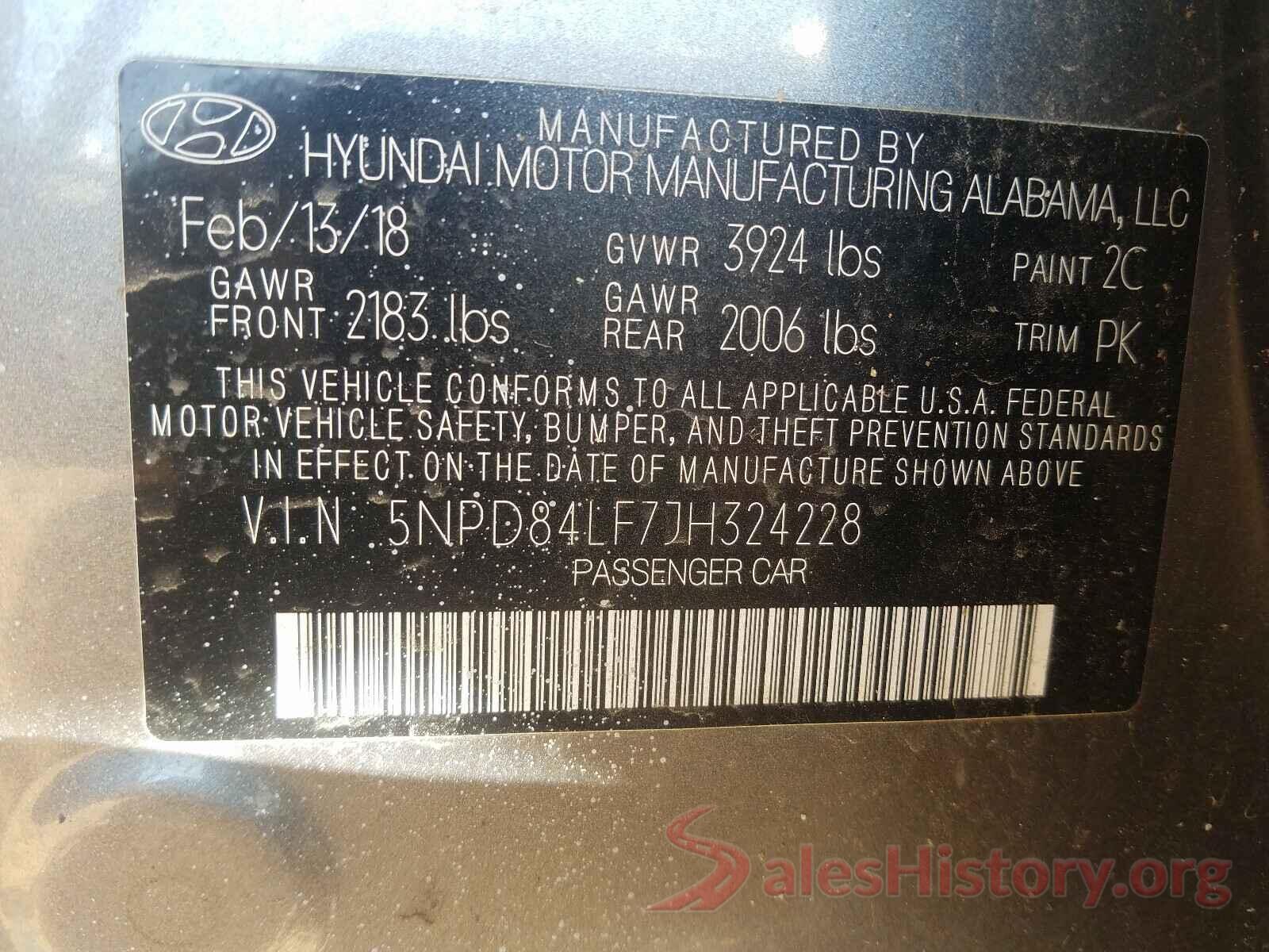 5NPD84LF7JH324228 2018 HYUNDAI ELANTRA