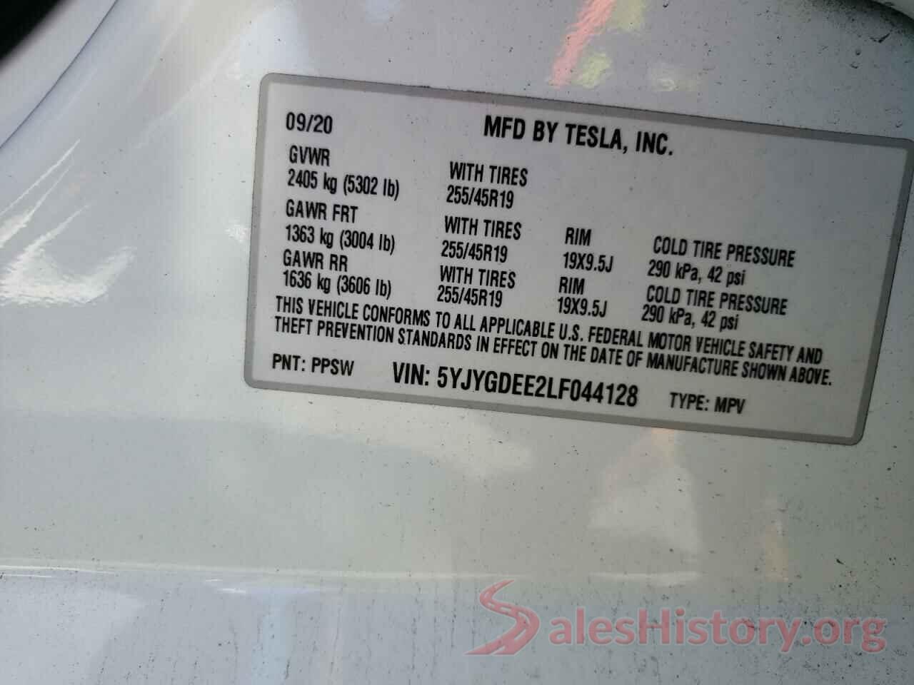 5YJYGDEE2LF044128 2020 TESLA MODEL Y