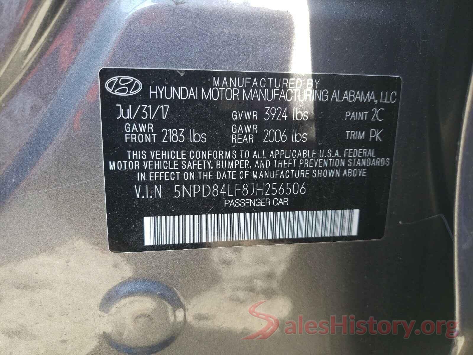 5NPD84LF8JH256506 2018 HYUNDAI ELANTRA