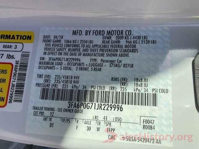 3FA6P0G71JR229996 2018 FORD FUSION