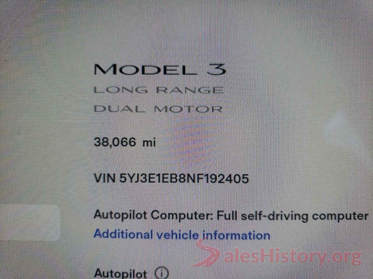 5YJ3E1EB8NF192405 2022 TESLA MODEL 3