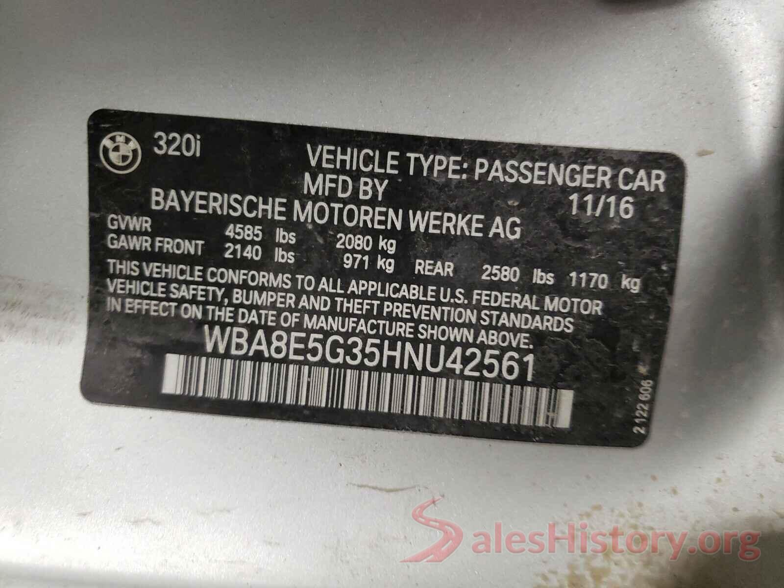 WBA8E5G35HNU42561 2017 BMW 3 SERIES