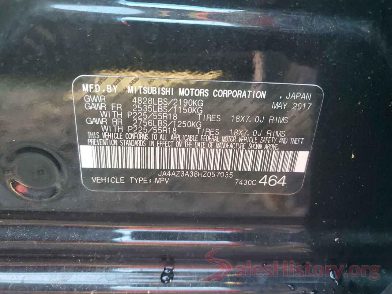 JA4AZ3A38HZ057035 2017 MITSUBISHI OUTLANDER