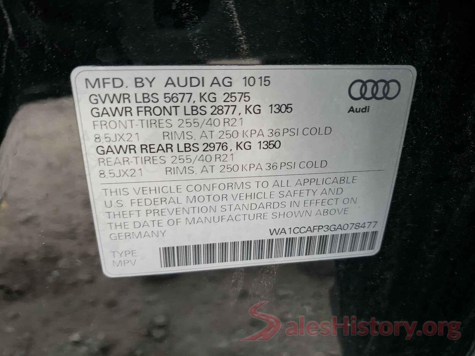 WA1CCAFP3GA078477 2016 AUDI SQ5