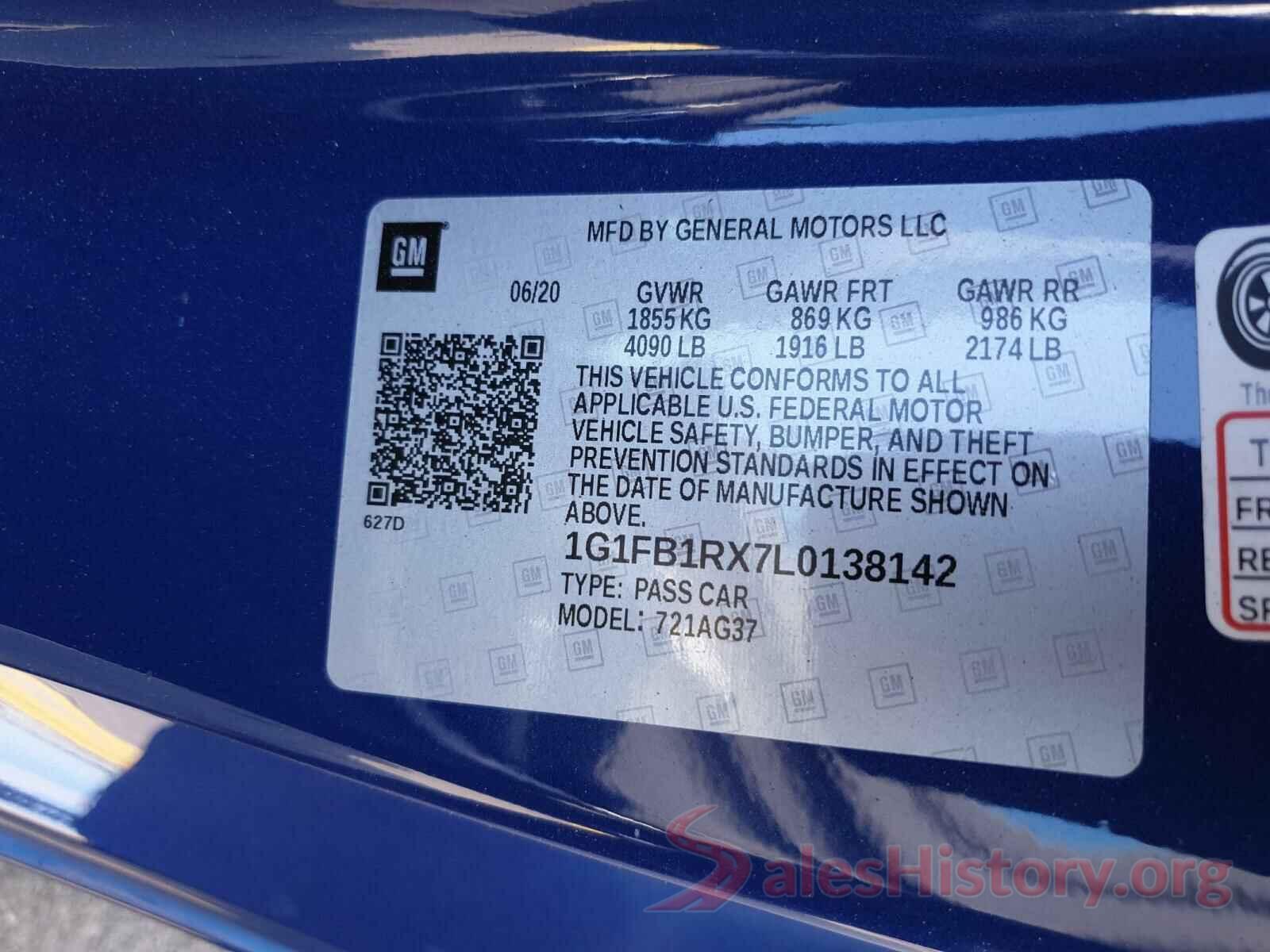 1G1FB1RX7L0138142 2020 CHEVROLET CAMARO