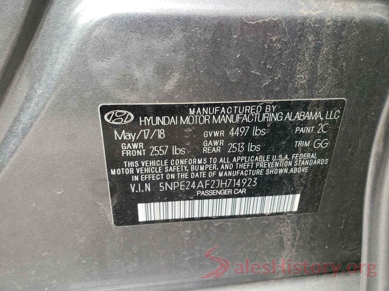 5NPE24AF2JH714923 2018 HYUNDAI SONATA